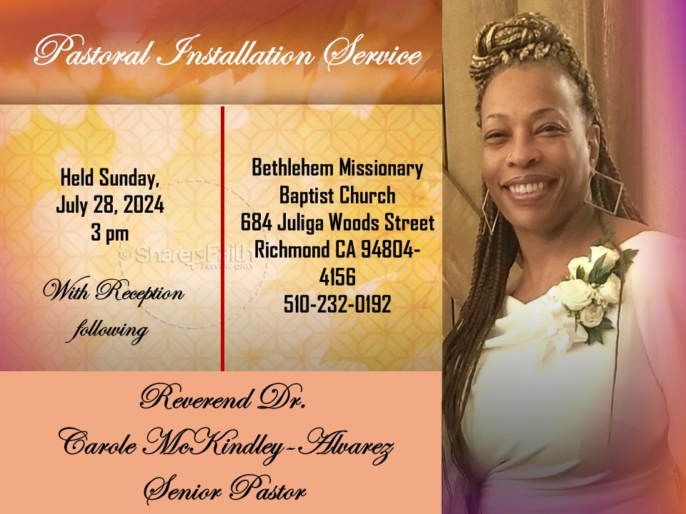 Pastoral Installation Service Sunday July 28, 2024